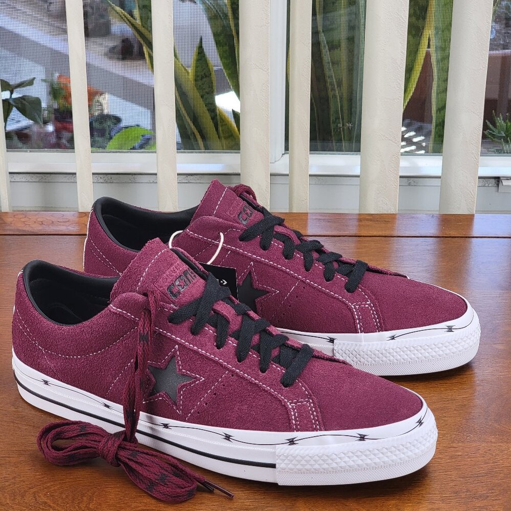 Converse Men's One Star Pro Ox Suede A05091C Deep Bordeaux/Black Sizes 9.5 - 10